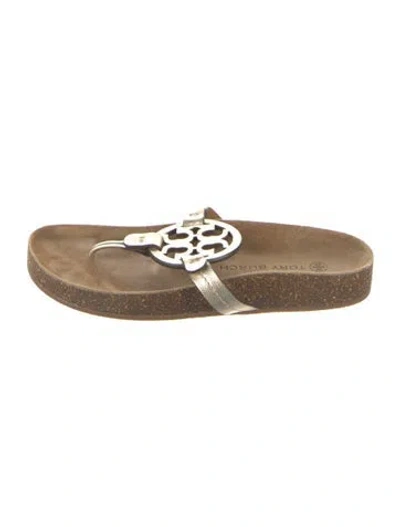 Pre-owned Tory Burch Leather Flip Flops In Brown