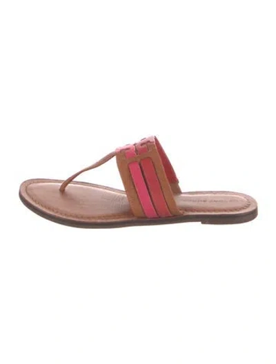 Pre-owned Tory Burch Leather Flip Flops In Brown