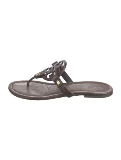 Pre-owned Tory Burch Leather Flip Flops In Brown