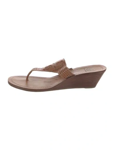 Pre-owned Tory Burch Leather Flip Flops In Brown
