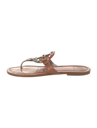 Pre-owned Tory Burch Leather Flip Flops In Brown