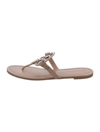 Pre-owned Tory Burch Leather Flip Flops In Brown