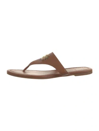 Pre-owned Tory Burch Leather Flip Flops In Brown