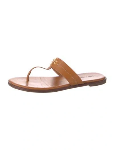 Pre-owned Tory Burch Leather Flip Flops In Brown
