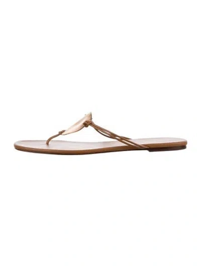 Pre-owned Tory Burch Leather Flip Flops In Brown