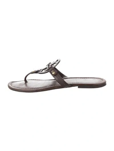 Pre-owned Tory Burch Leather Flip Flops In Brown