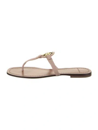Pre-owned Tory Burch Leather Flip Flops In Brown