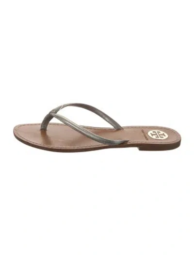 Pre-owned Tory Burch Leather Flip Flops In Brown