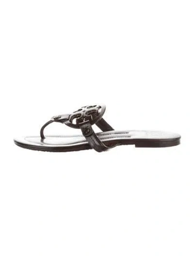 Pre-owned Tory Burch Leather Flip Flops In Brown