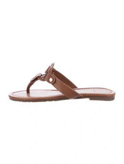 Pre-owned Tory Burch Leather Flip Flops In Brown/neutrals