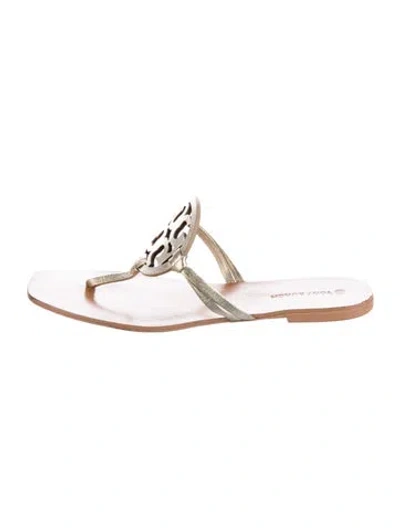 Pre-owned Tory Burch Leather Flip Flops In Gold