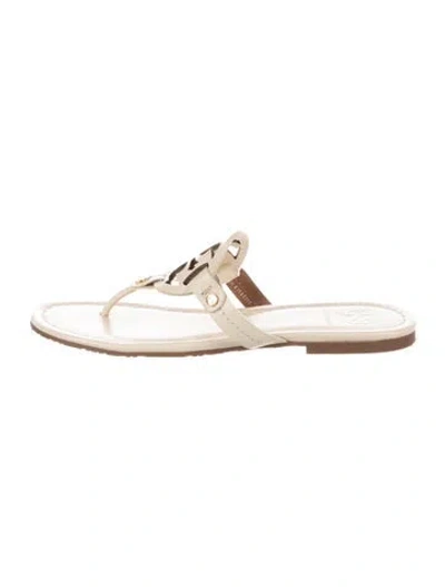 Pre-owned Tory Burch Leather Flip Flops In Gold