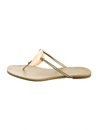 Pre-owned Tory Burch Leather Flip Flops In Green