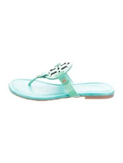 Pre-owned Tory Burch Leather Flip Flops In Green
