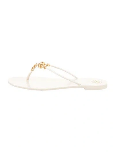 Pre-owned Tory Burch Leather Flip Flops In Neutral