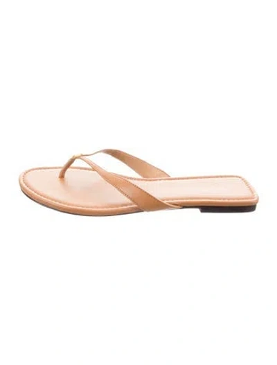 Pre-owned Tory Burch Leather Flip Flops In Neutral