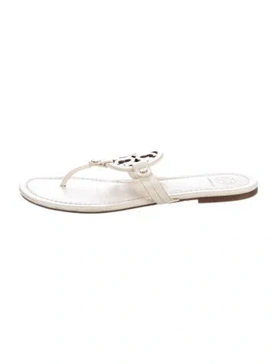Pre-owned Tory Burch Leather Flip Flops In Neutral
