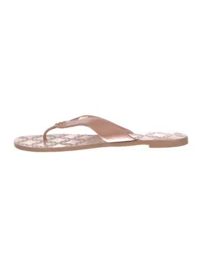 Pre-owned Tory Burch Leather Flip Flops In Neutrals