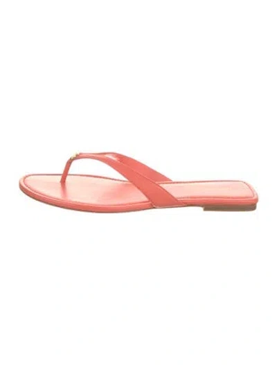 Pre-owned Tory Burch Leather Flip Flops In Orange