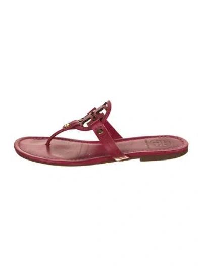 Pre-owned Tory Burch Leather Flip Flops In Orange