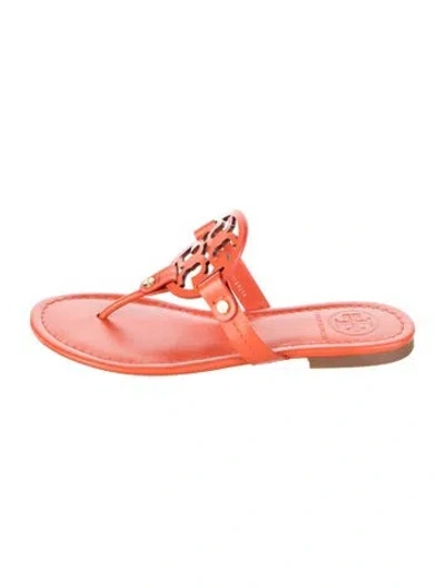 Pre-owned Tory Burch Leather Flip Flops In Orange