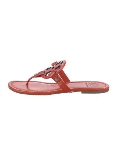 Pre-owned Tory Burch Leather Flip Flops In Orange
