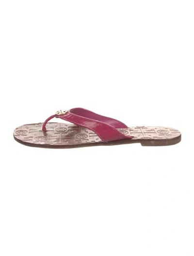 Pre-owned Tory Burch Leather Flip Flops In Pink