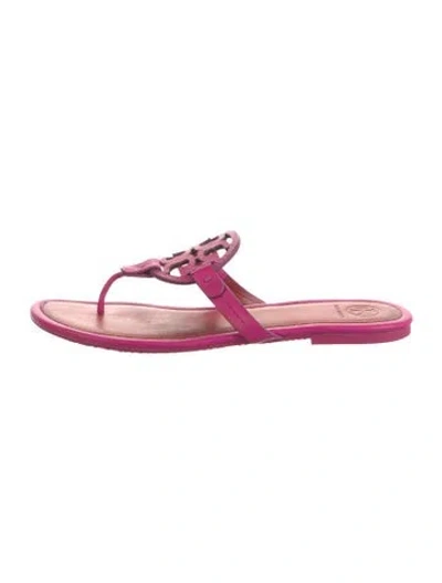 Pre-owned Tory Burch Leather Flip Flops In Pink