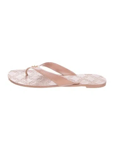 Pre-owned Tory Burch Leather Flip Flops In Pink