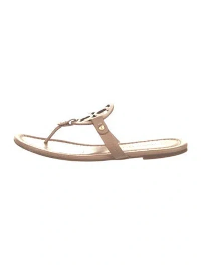 Pre-owned Tory Burch Leather Flip Flops In Pink