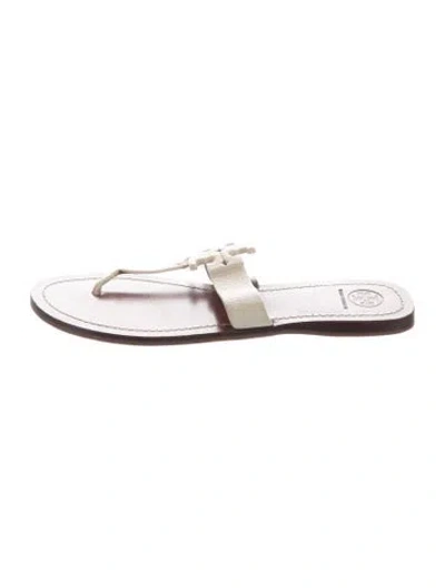 Pre-owned Tory Burch Leather Flip Flops In Pink