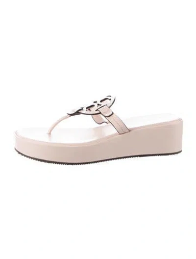 Pre-owned Tory Burch Leather Flip Flops In Pink