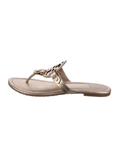 Pre-owned Tory Burch Leather Flip Flops In Pink