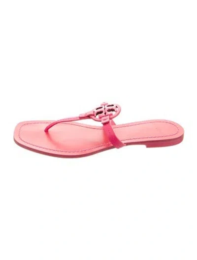 Pre-owned Tory Burch Leather Flip Flops In Pink
