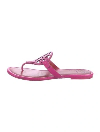 Pre-owned Tory Burch Leather Flip Flops In Pink