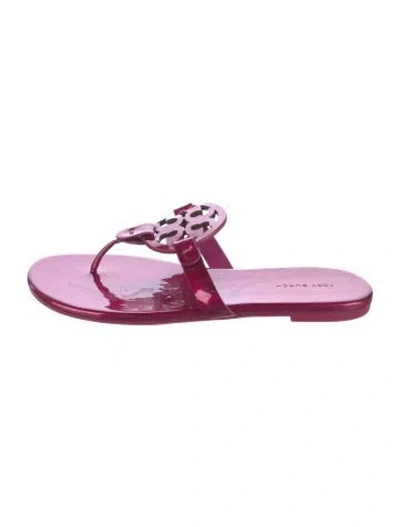 Pre-owned Tory Burch Leather Flip Flops In Purple