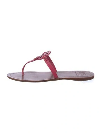 Pre-owned Tory Burch Leather Flip Flops In Purple