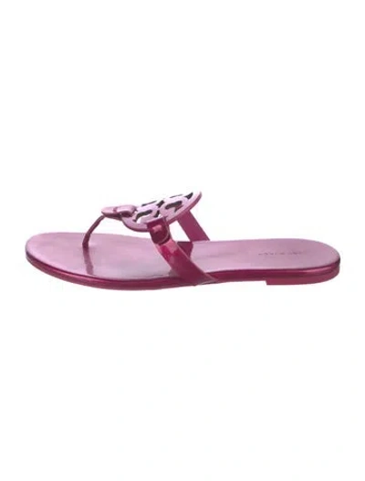 Pre-owned Tory Burch Leather Flip Flops In Purple