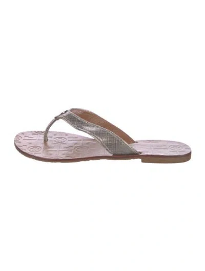 Pre-owned Tory Burch Leather Flip Flops In Purple