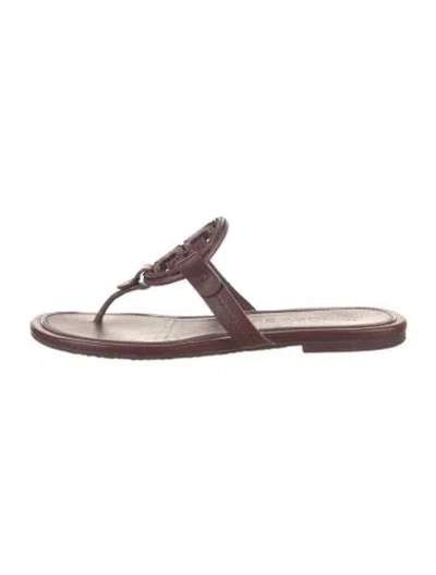 Pre-owned Tory Burch Leather Flip Flops In Purple