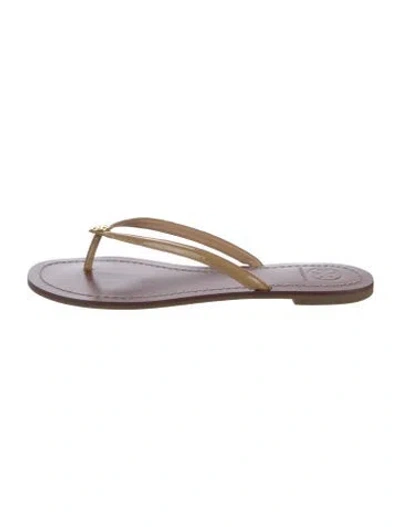 Pre-owned Tory Burch Leather Flip Flops In Purple