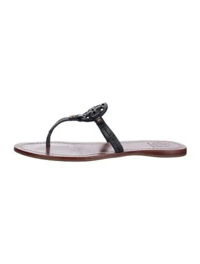 Pre-owned Tory Burch Leather Flip Flops In Purple