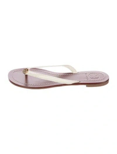 Pre-owned Tory Burch Leather Flip Flops In Purple