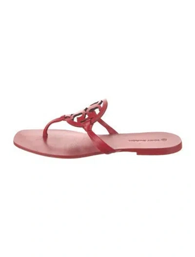 Pre-owned Tory Burch Leather Flip Flops In Red