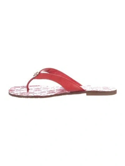 Pre-owned Tory Burch Leather Flip Flops In Red