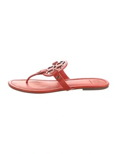 Pre-owned Tory Burch Leather Flip Flops In Red