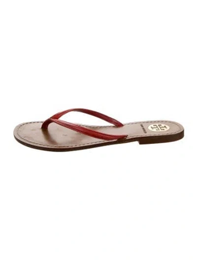Pre-owned Tory Burch Leather Flip Flops In Red