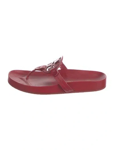 Pre-owned Tory Burch Leather Flip Flops In Red