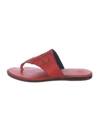 Pre-owned Tory Burch Leather Flip Flops In Red