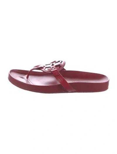 Pre-owned Tory Burch Leather Flip Flops In Red
